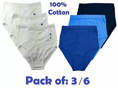 Mens Y Fronts 100% Cotton Briefs Underwear White Blue Under Wear Pants S > 5XL • £9.49